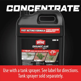 Ortho GroundClear sunny-day application setup shown for active weed growth control.