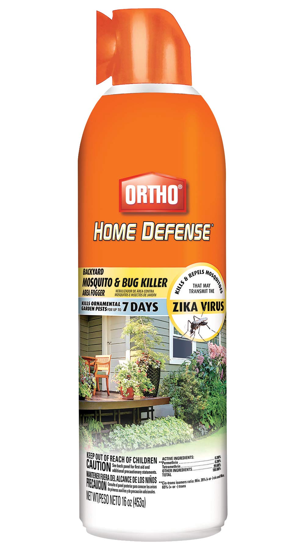 Ortho Home Defense fogger bottle ready to mist outdoor spaces.