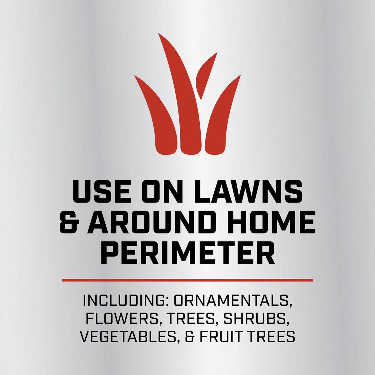 Ortho Home Defense bottle beside ornamental plants indicating easy yard application.