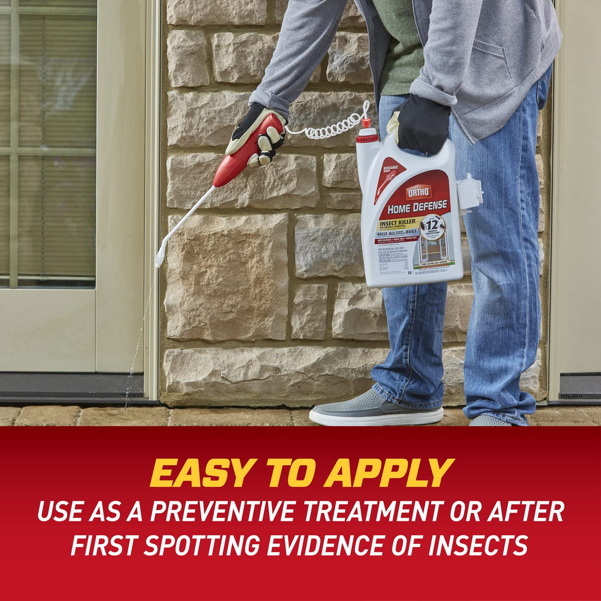 Ortho Home Defense Comfort Wand enables spraying from 12 inches.