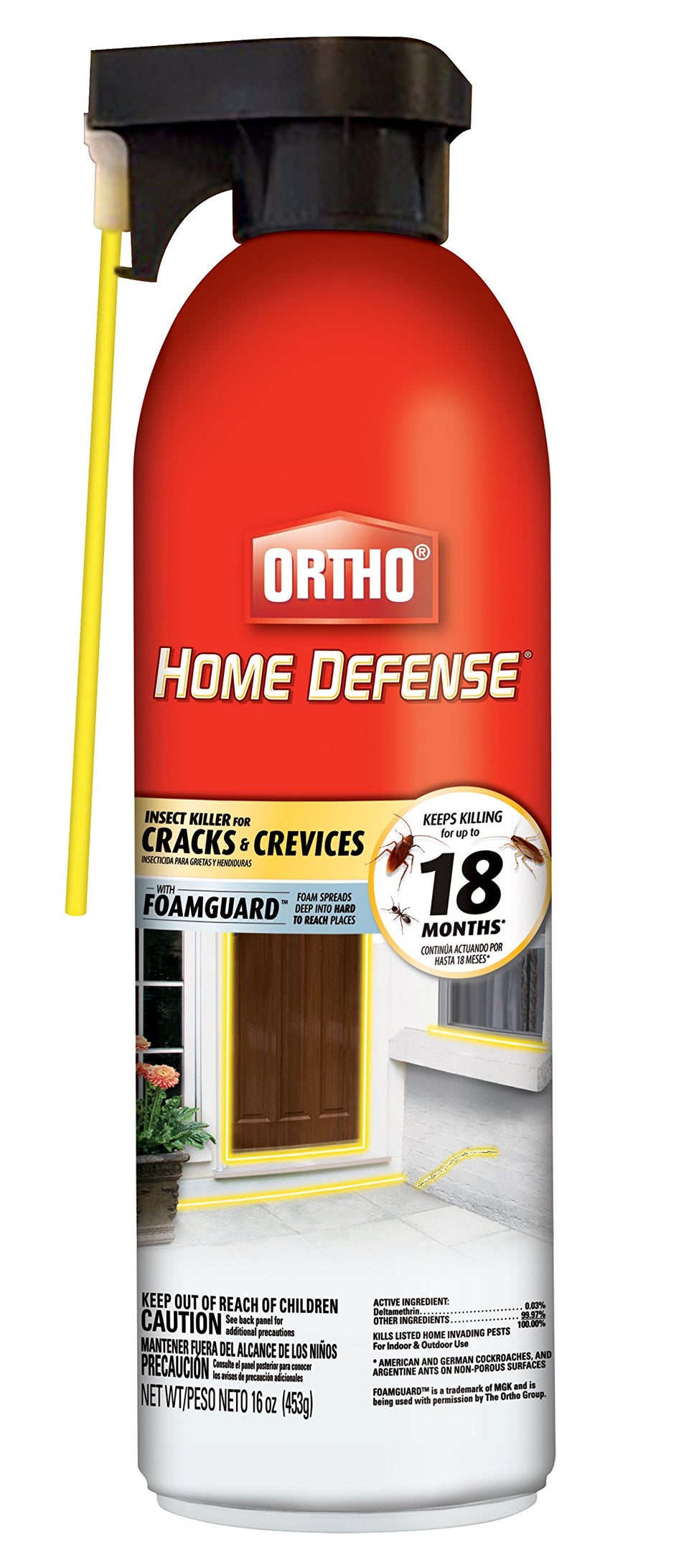 Ortho Home Defense foam reaches cracks and crevices to target hidden pests.