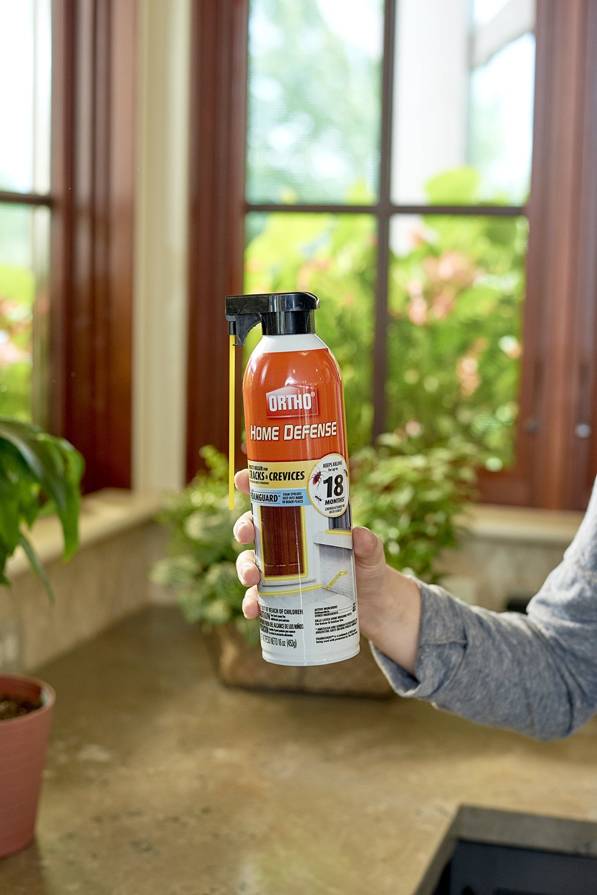 Ortho Home Defense used indoors and outdoors for comprehensive pest control.