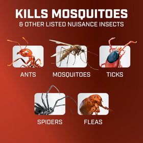 Ortho Home Defense label shows insects killed, including mosquitoes and more.