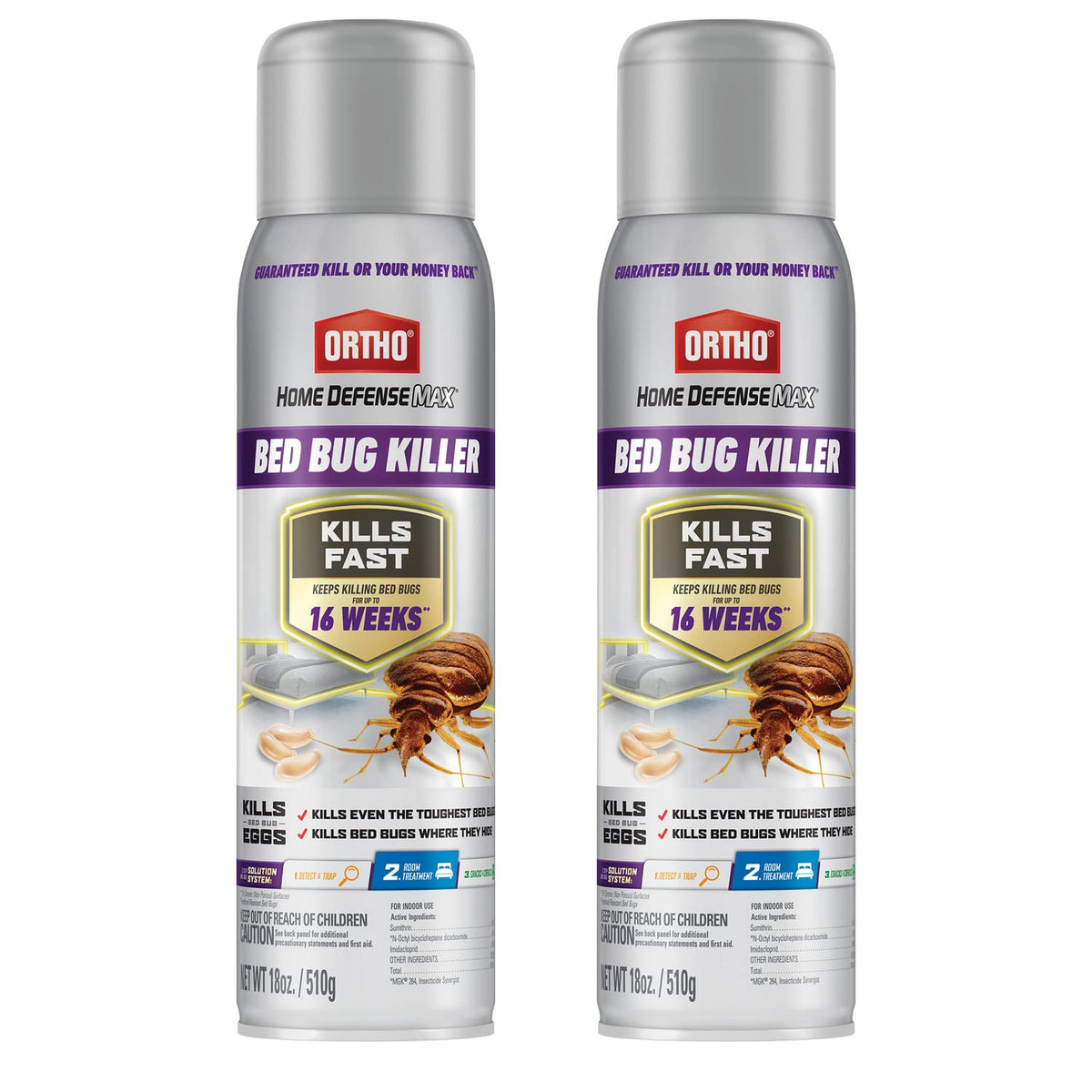 Ortho Home Defense Max Bed Bug Killer spray targets bed bugs for quick relief.