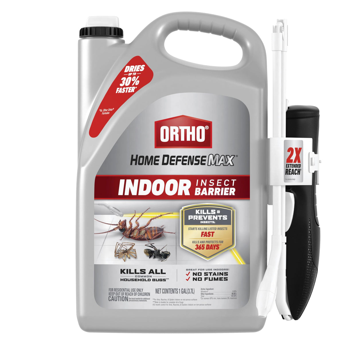 Ortho Home Defense Max Extended Reach Wand enabling easy indoor spraying.