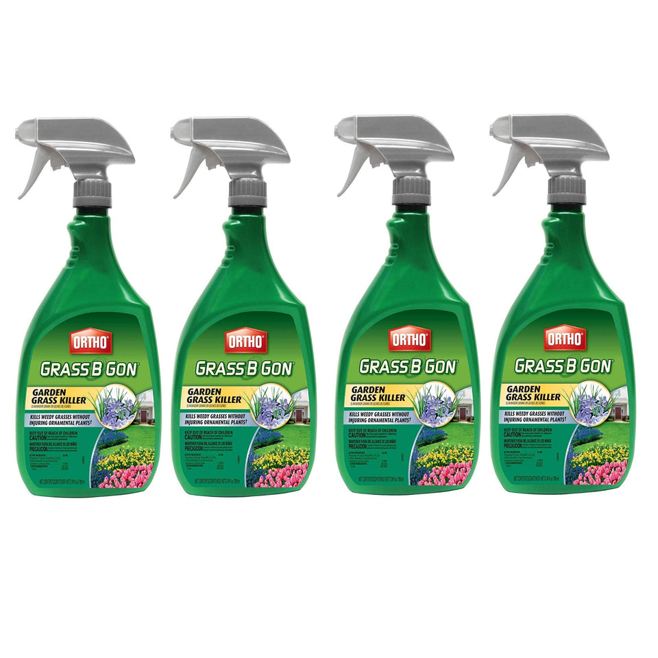 Ortho Lands B-Gon Grass Killer bottle for weed management around ornamentals and shrubs.