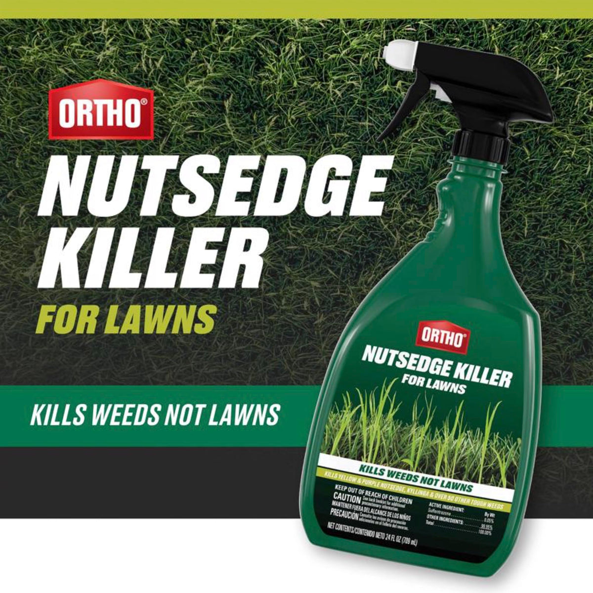 Ortho Nutsedge Killer RTU spray application on turf for weed control.