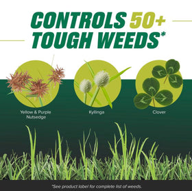 Ortho Nutsedge Killer RTU being applied to turf around weeds.