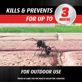 Close view of dispensing granules for perimeter pest control