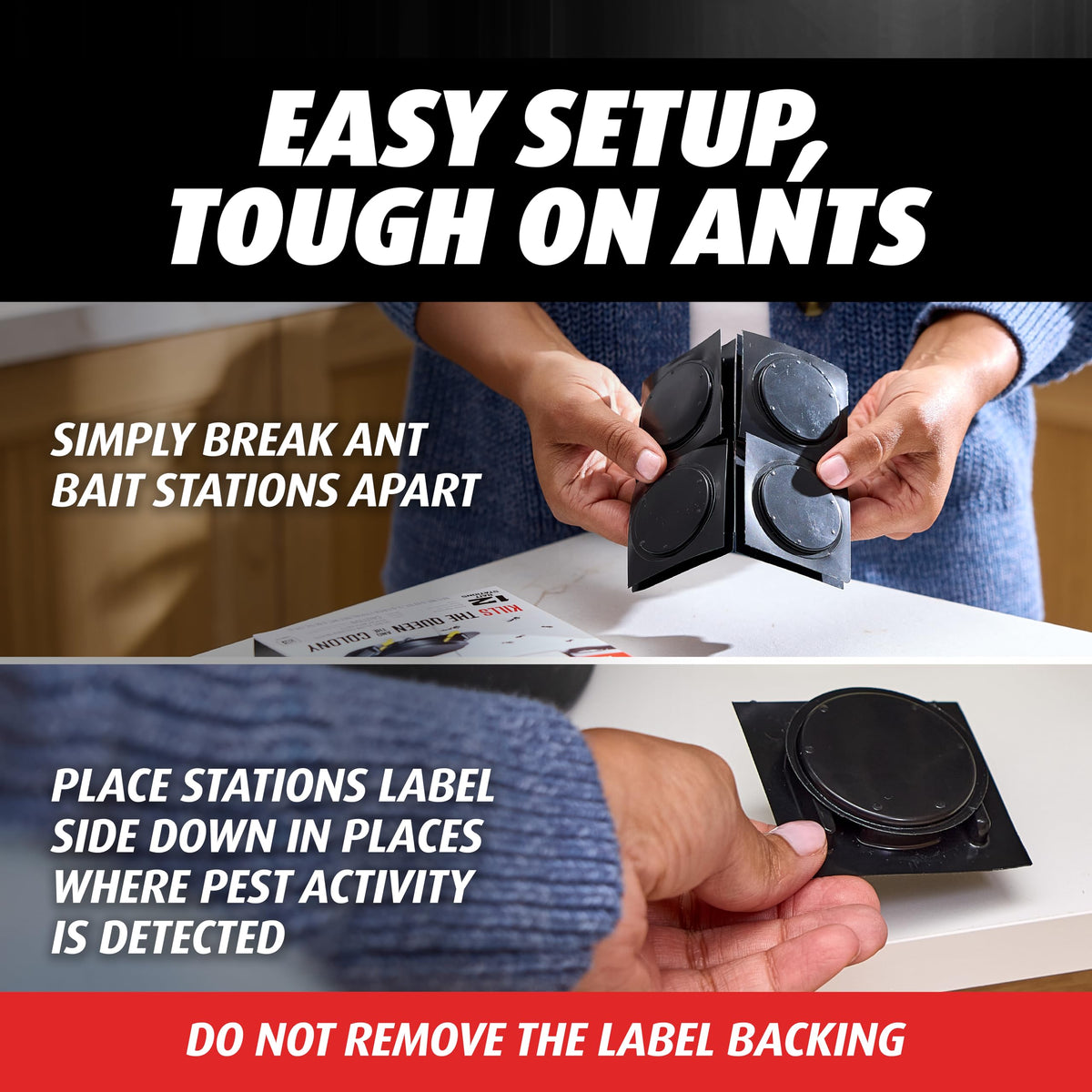 Ortho Orthene Ant Killer Bait easy indoor setup helps place stations quickly.