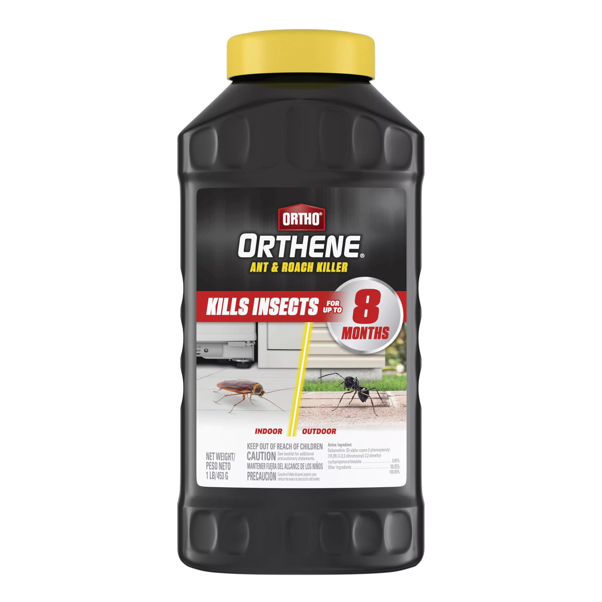 Ortho Orthene ant and roach killer powder in container for durable indoor-outdoor control