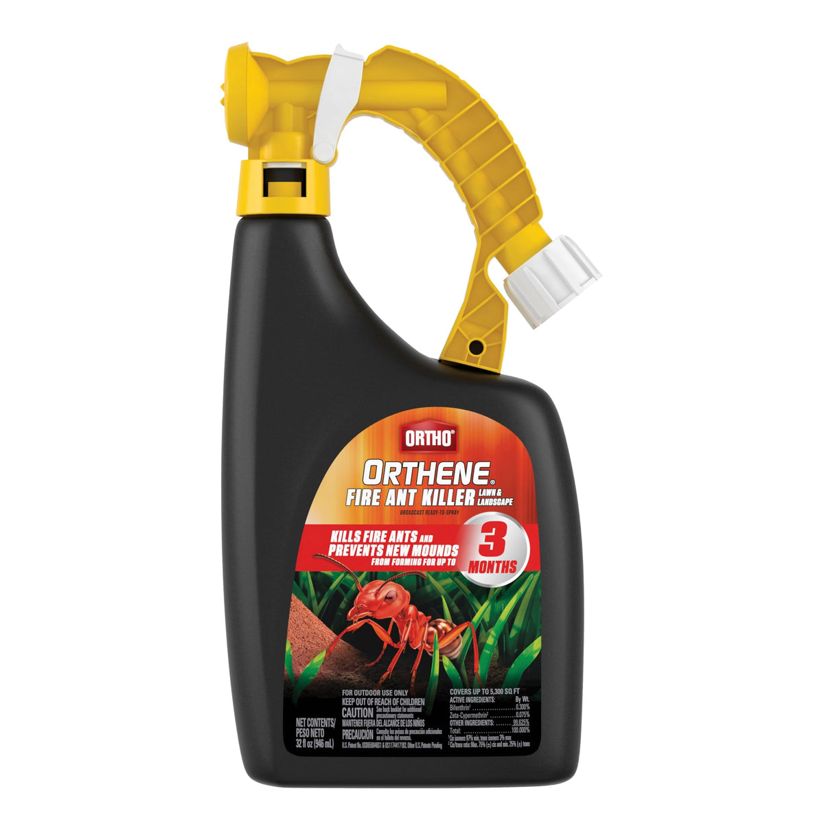 Ortho Orthene Fire Ant Killer bottle ready for outdoor lawn treatment to control pests