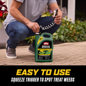 Bottle and sprayer setup simplifies applying small weed patches.
