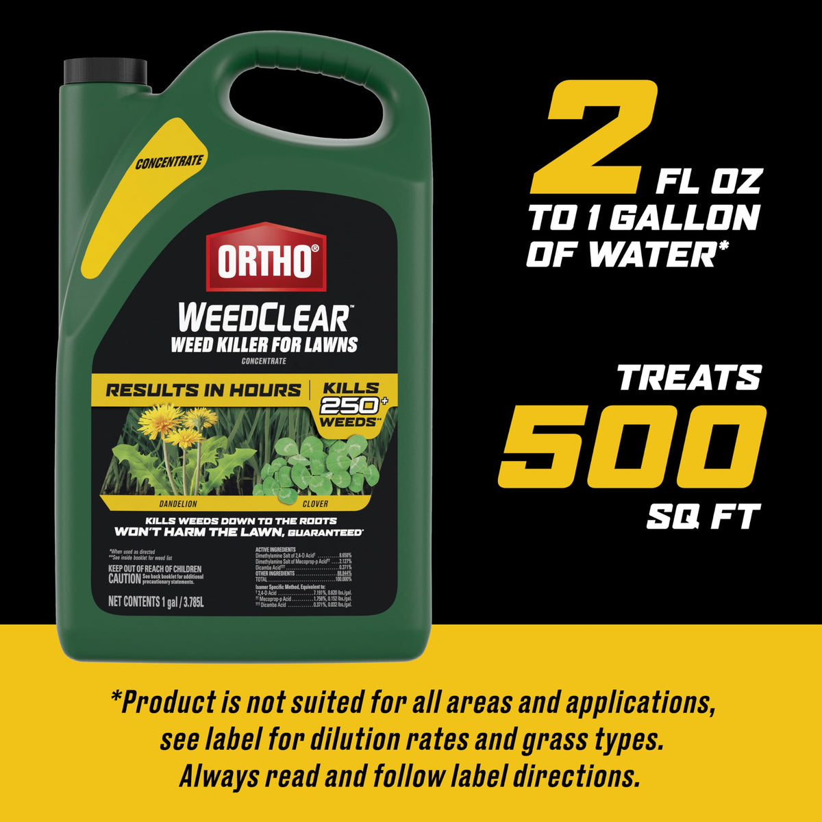 Ortho WeedClear being applied on a small lawn by spray