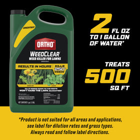 Ortho WeedClear being applied on a small lawn by spray