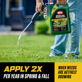 Ortho WeedClear targets clover and other weeds on a lawn.