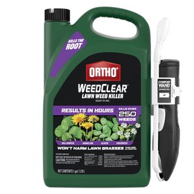 Ortho WeedClear bottle shown for ready-to-use lawn weed control and quick spot treatment.
