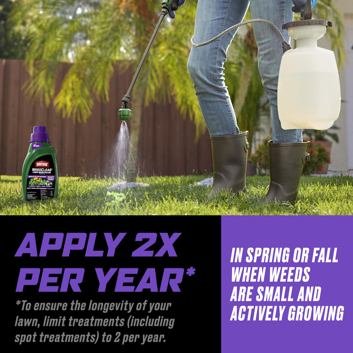 Ortho WeedClear targets active weeds like dandelion and clover.
