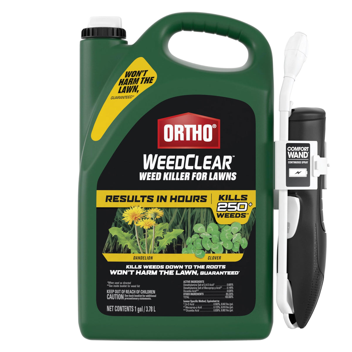 Ortho WeedClear ready-to-use bottle with Comfort Wand for lawn care.