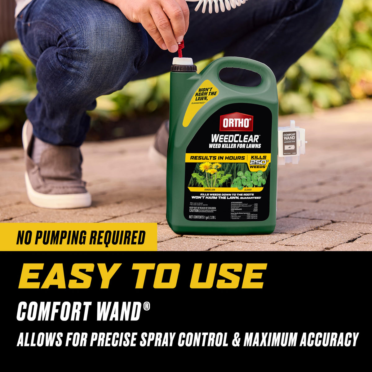 Rainproof formula dries quickly after application on lawn.