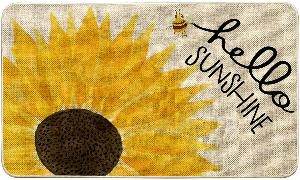 ORTIGIA Hello Sunshine sunflowers door mat front view for a welcoming entry