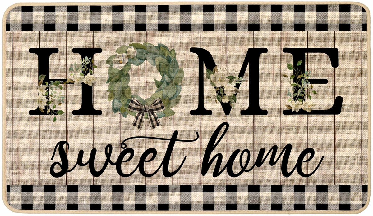ORTIGIA Home Sweet Home doormat front view, a welcoming outdoor entry.