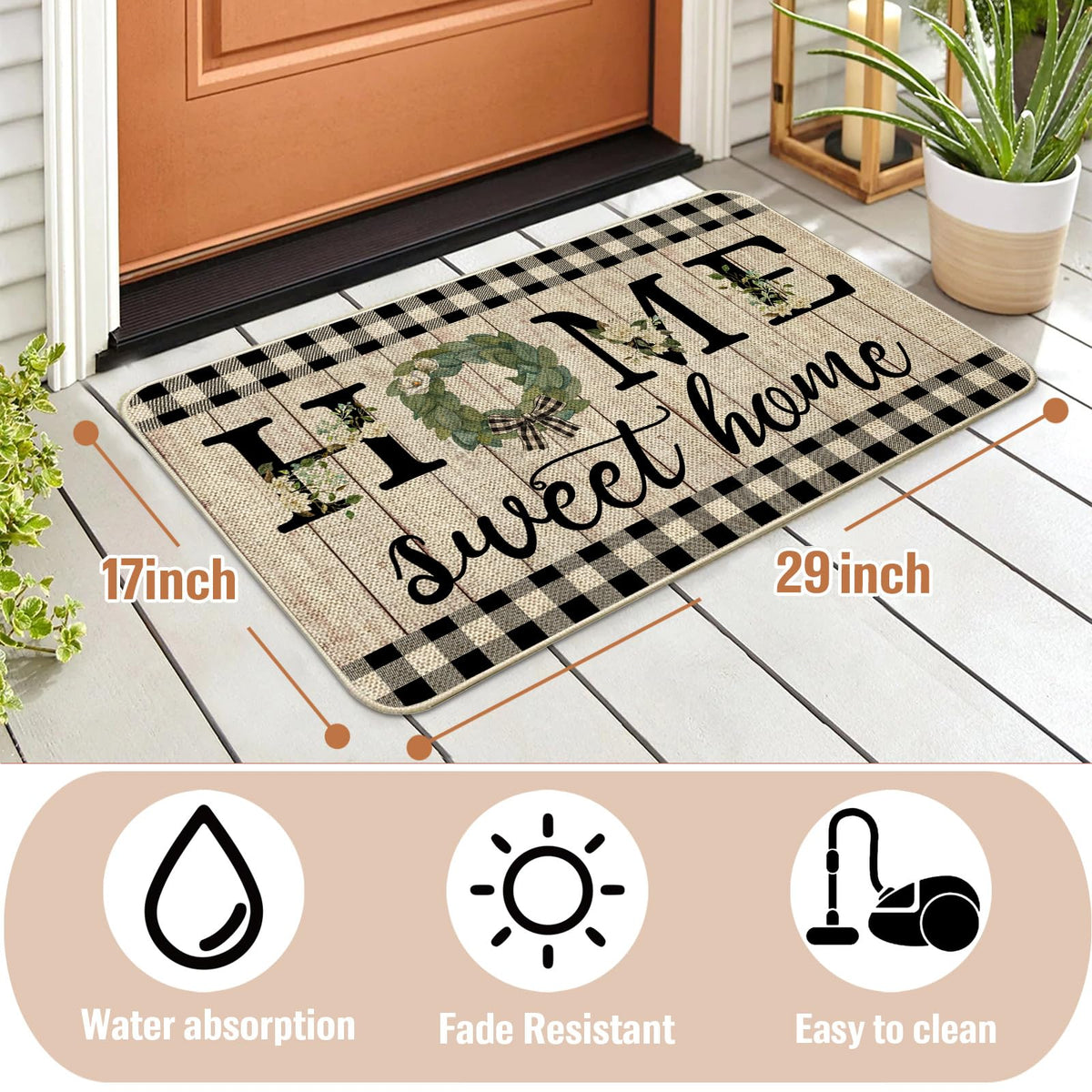 Outdoor entry setup with ORTIGIA doormat ready for all-weather use.