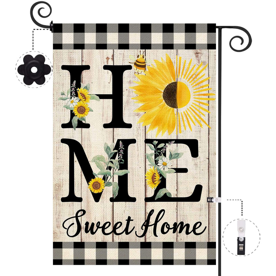 ORTIGIA Summer Sunflower Garden Flag, double-sided burlap for outdoor decor.