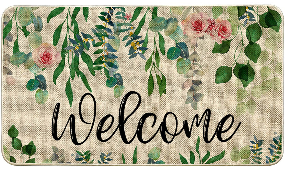 ORTIGIA welcome doormat with eucalyptus leaves, adds natural style and practical dirt trapping.