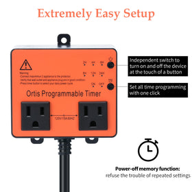 Ortis timer shows 24-hour cycling with programmable intervals.