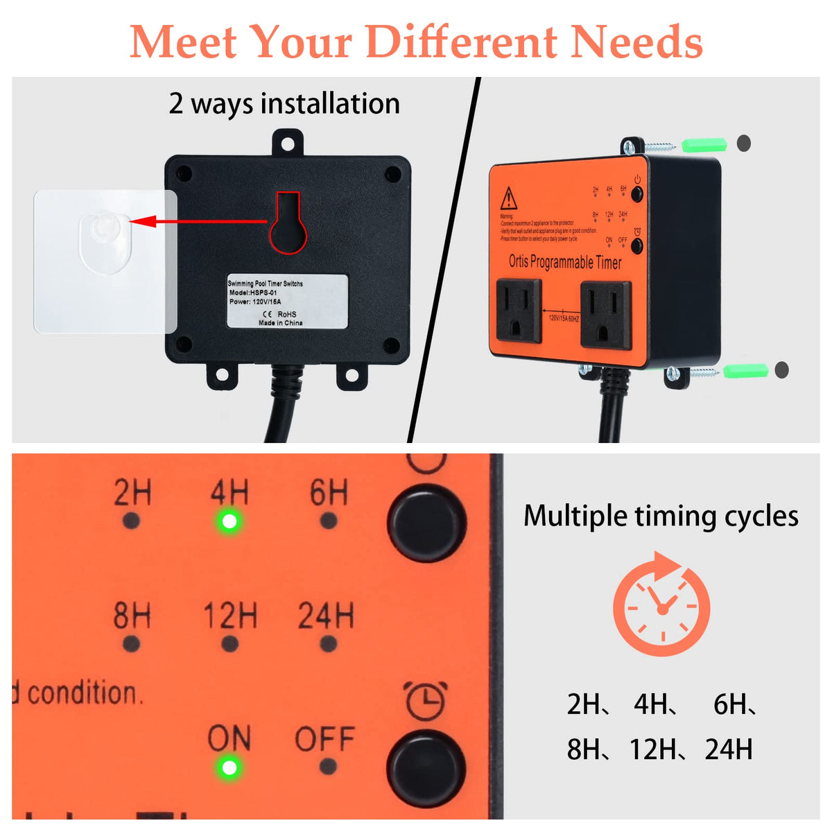 Ortis timer installed outdoors beside pool equipment for easy access.