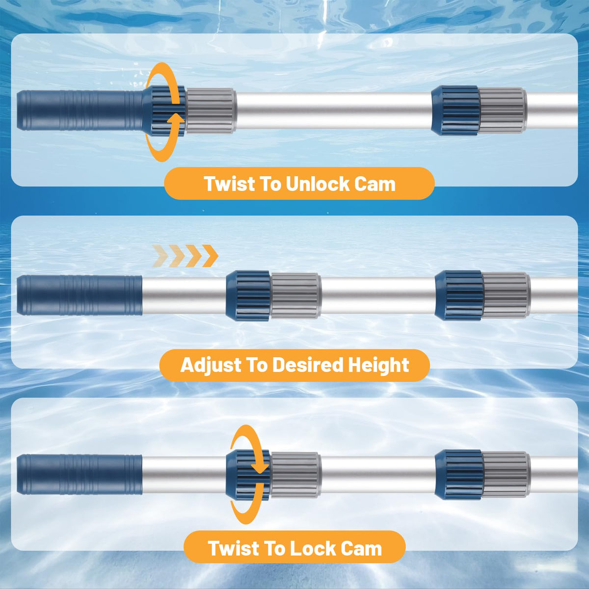 Orvella pool pole drainage design helps lift and maneuver easily