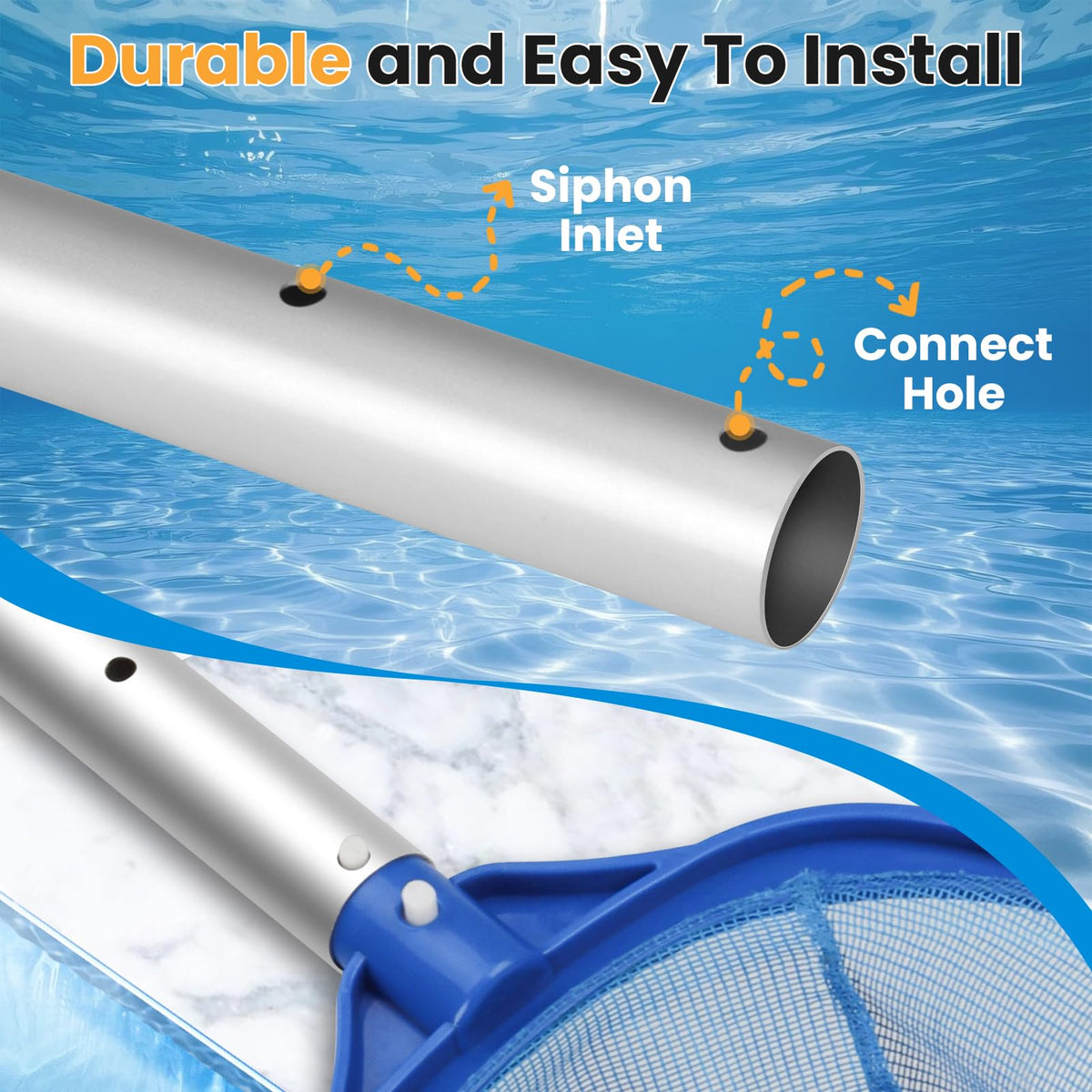 Orvella pool pole locking mechanism keeps length steady during cleaning