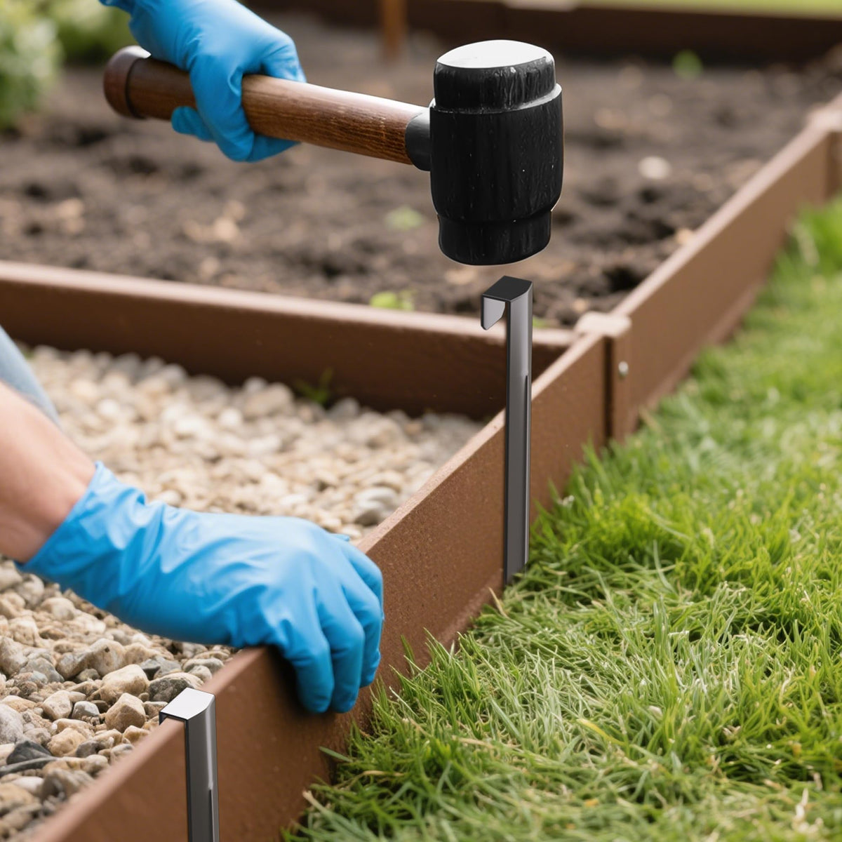 ORVPMVP flat-top edging stake with easy soil insertion for straight lines.