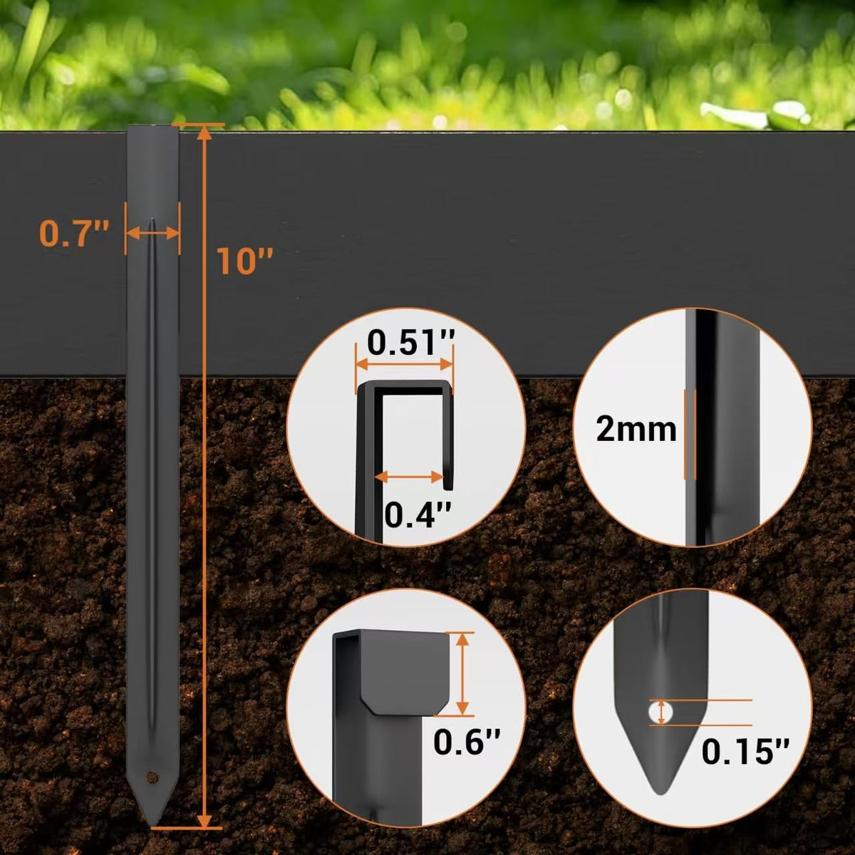 ORVPMVP paver-restraint stake anchors edging along patio or walkway.