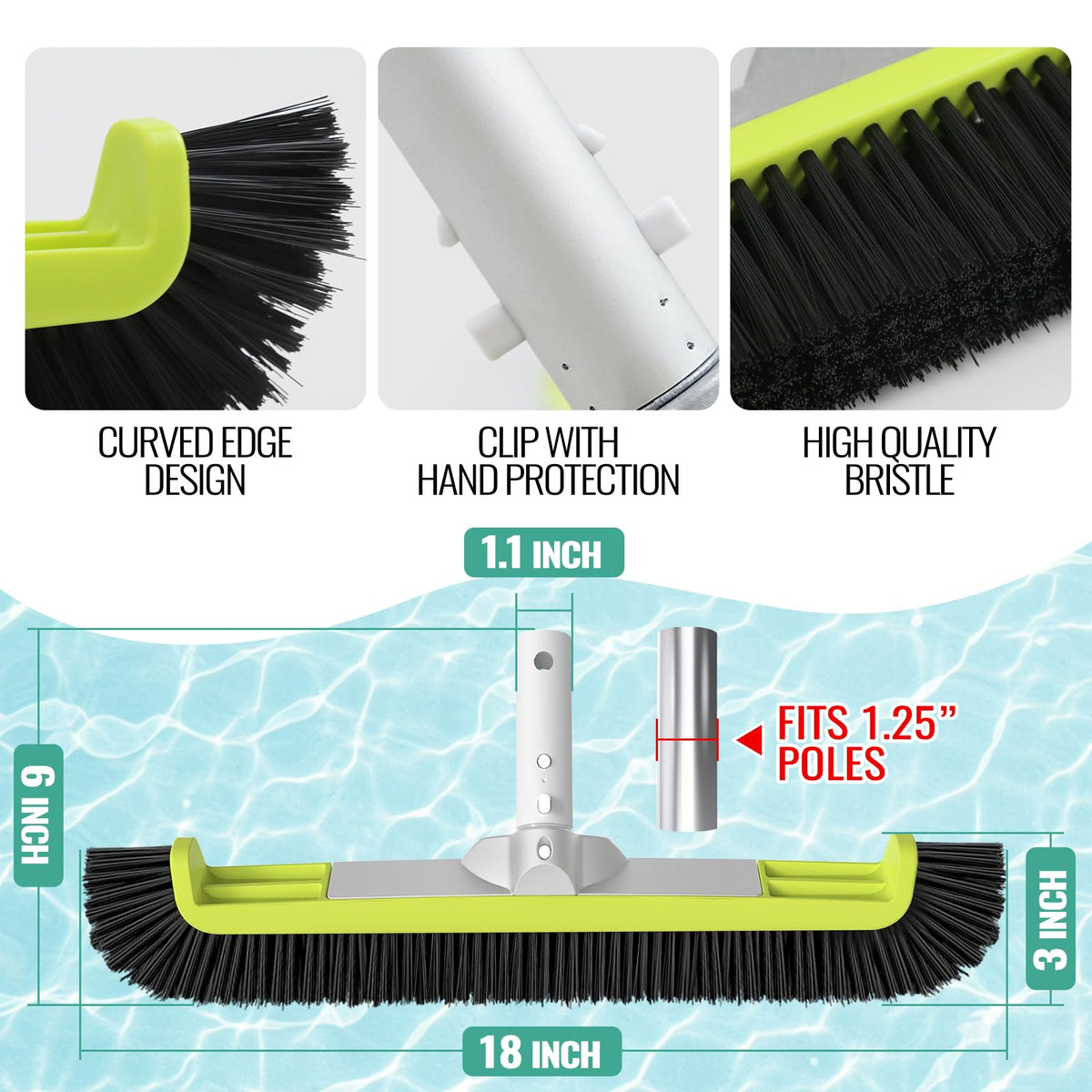 Green and black OSAMEDA brush head signaling sturdy, long-lasting construction.