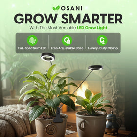 OSANI 48 LED full-spectrum panel shown for all growth stages.