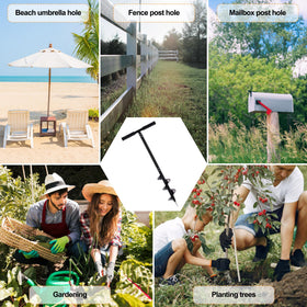 Oscorna post hole digger performs well in soft soil, sand, and lawn for bulbs.