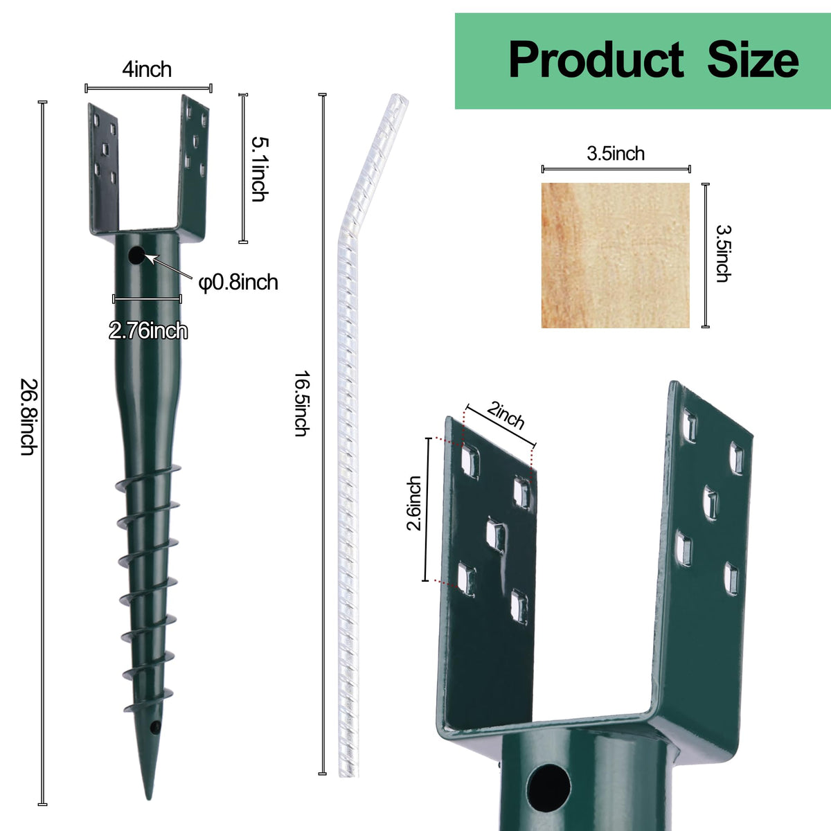 Oscorna U-shaped post stake for 4x4 posts providing stable fence or mailbox support