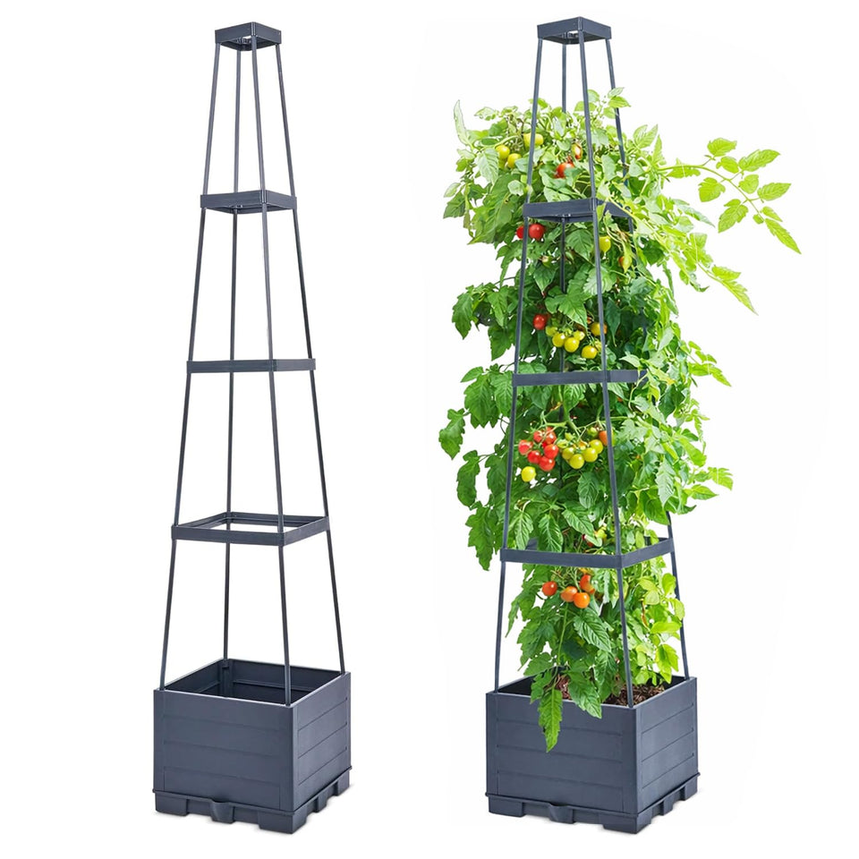 osgevei 2-pack raised garden bed with trellis boosts vertical tomato growth in small spaces