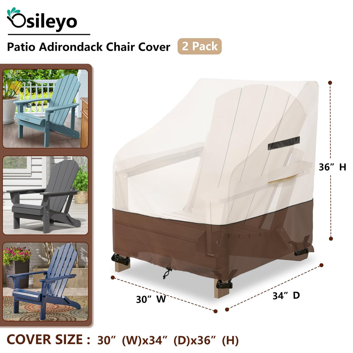 Osileyo Adirondack chair cover close-up fabric shows durable waterproof 600D material.