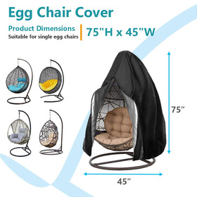 Oslimea egg chair cover with bottom buckles and drawstring stays secure in wind.