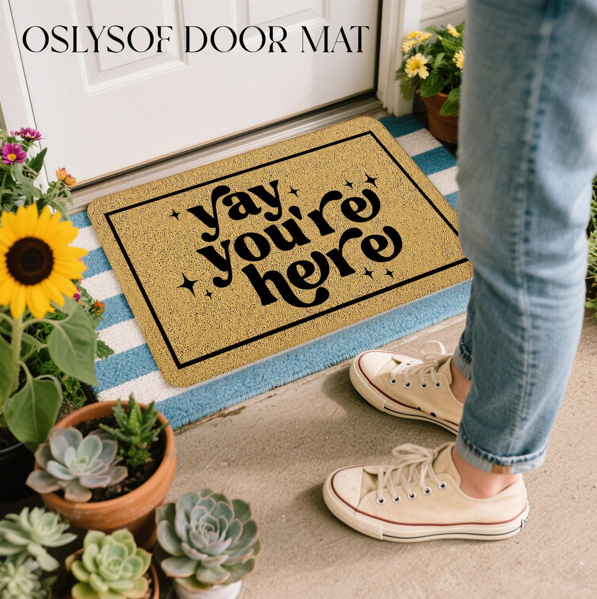 OSLYSOF gift-worthy door mat perfect for housewarmings and holidays