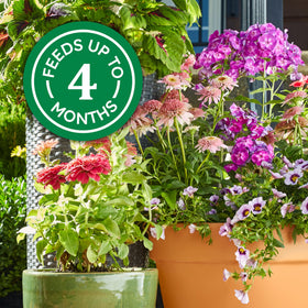 Osmocote Smart-Release container highlights long-lasting garden nutrition.