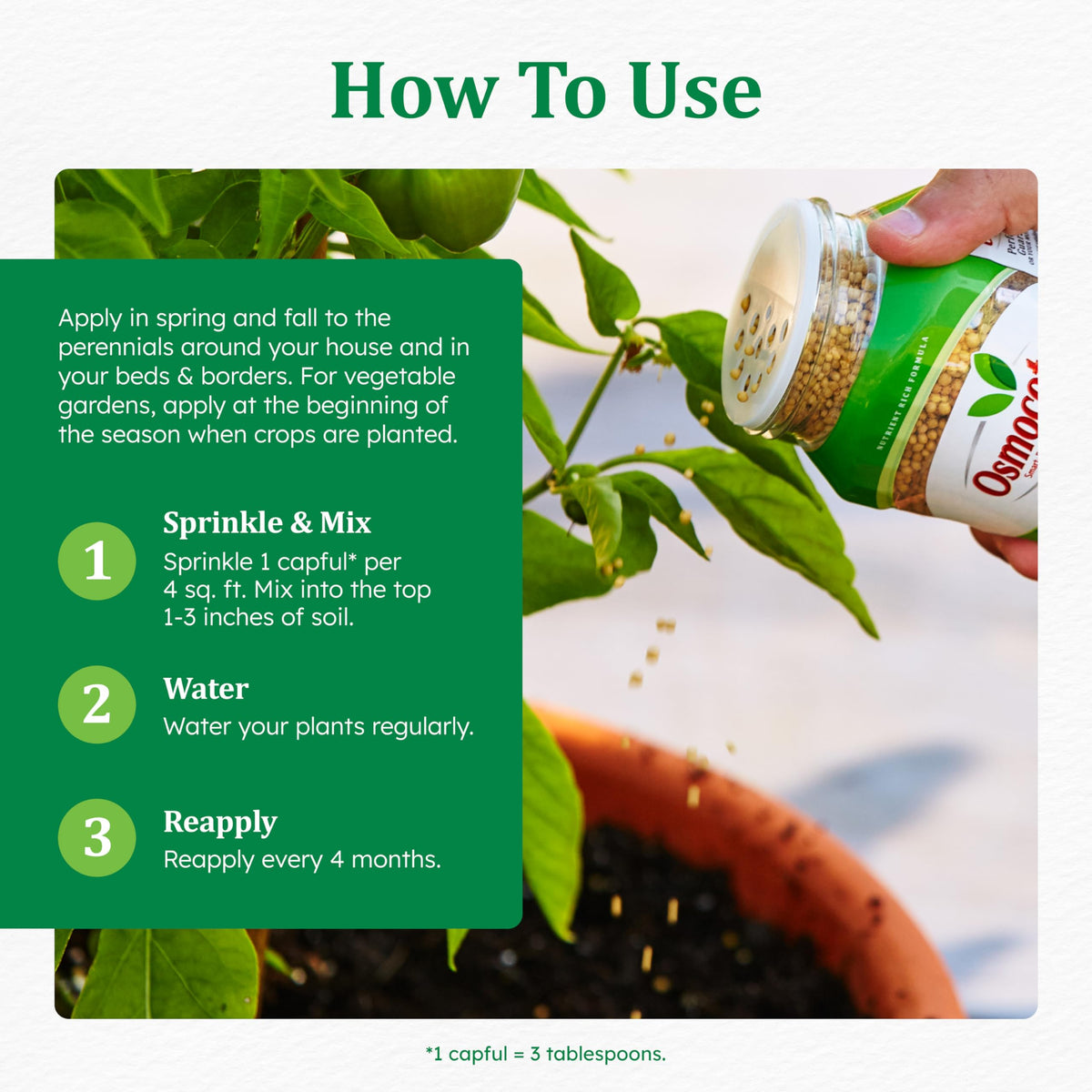 Osmocote Smart-Release near perennials edging supports long-lasting feeding.