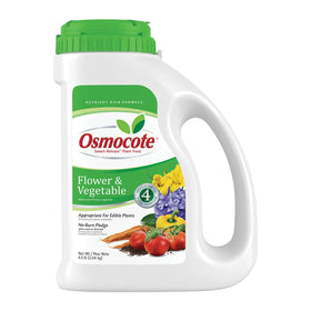 Osmocote Smart-Release bottle front with blooms, steady growth