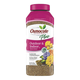 Osmocote Smart-Release Plant Food Plus granules feed outdoor and indoor plants for months.