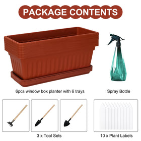OSMOFUZE 17-inch rectangular planter with tray ready for plants.