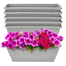 OSMOFUZE window box planter with drainage hole and tray for tidy watering