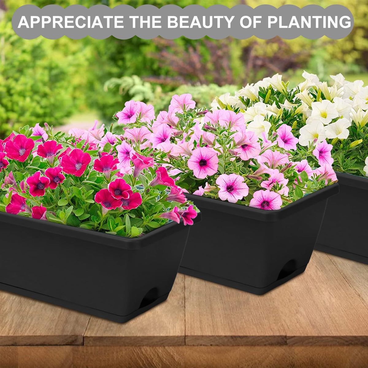 OSMOFUZE window box planter suitable for indoor and outdoor display.